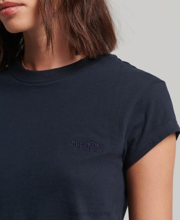 Superdry femmes t-shirt à logo vintage D64Z2656 vêtements marine
