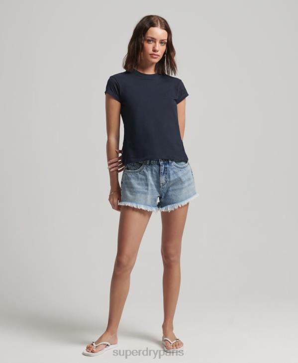 Superdry femmes t-shirt à logo vintage D64Z2656 vêtements marine