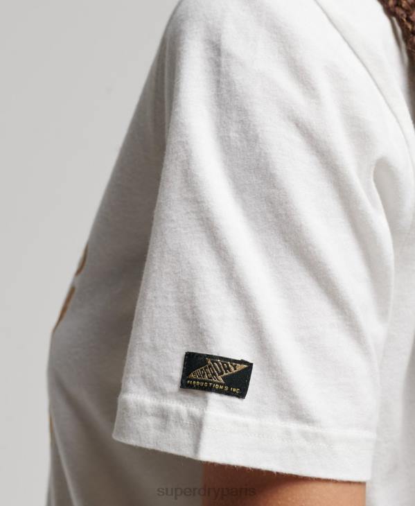 Superdry femmes t-shirt à logo vintage D64Z2660 vêtements blanc