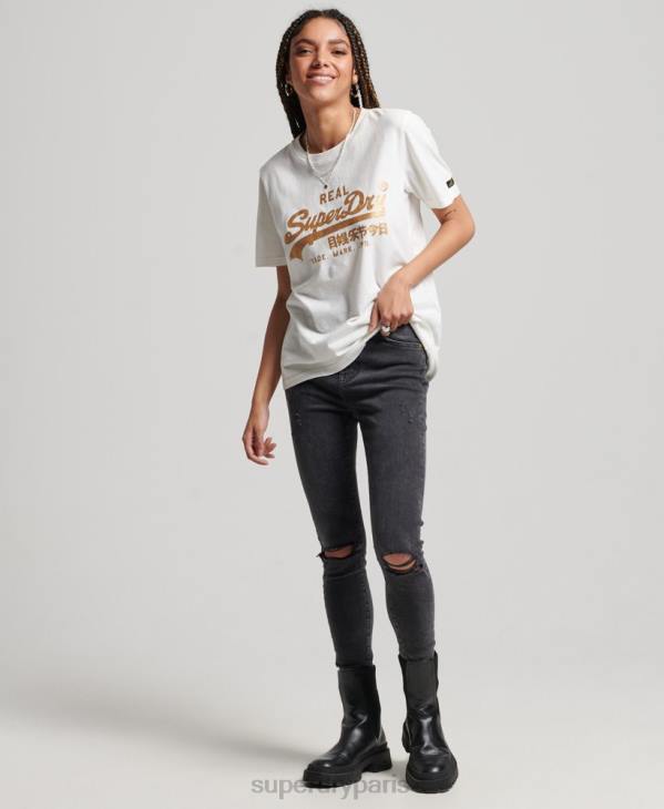 Superdry femmes t-shirt à logo vintage D64Z2660 vêtements blanc