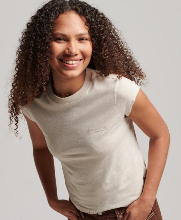 Superdry femmes t-shirt à logo vintage D64Z2681 vêtements beige