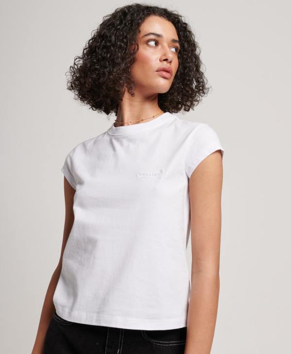 Superdry femmes t-shirt à logo vintage D64Z2693 vêtements blanc