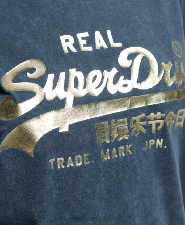 Superdry femmes t-shirt à logo vintage D64Z2695 vêtements marine