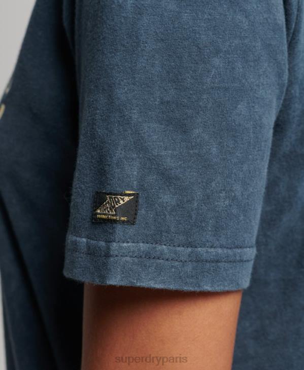 Superdry femmes t-shirt à logo vintage D64Z2695 vêtements marine