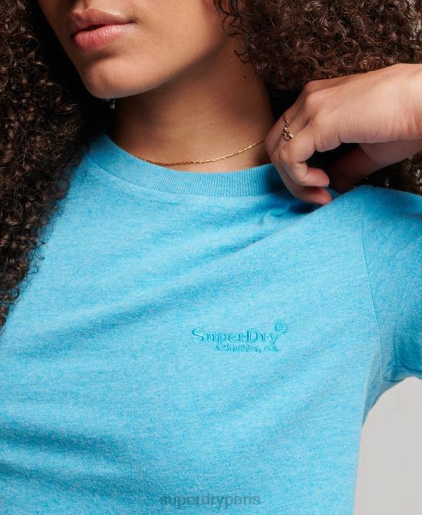 Superdry femmes t-shirt à logo vintage D64Z2700 vêtements bleu