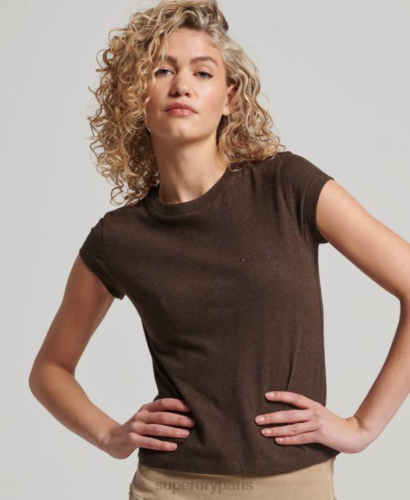 Superdry femmes t-shirt à logo vintage D64Z2716 vêtements brun