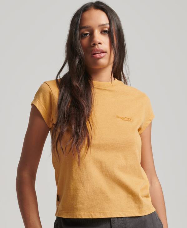 Superdry femmes t-shirt à logo vintage D64Z2750 vêtements jaune
