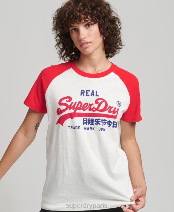 Superdry femmes t-shirt à logo vintage D64Z2837 vêtements blanc