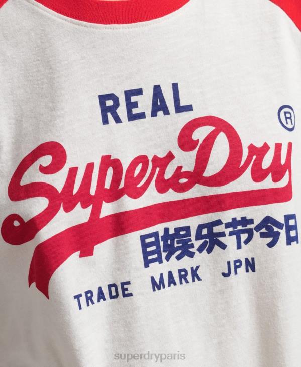 Superdry femmes t-shirt à logo vintage D64Z2837 vêtements blanc