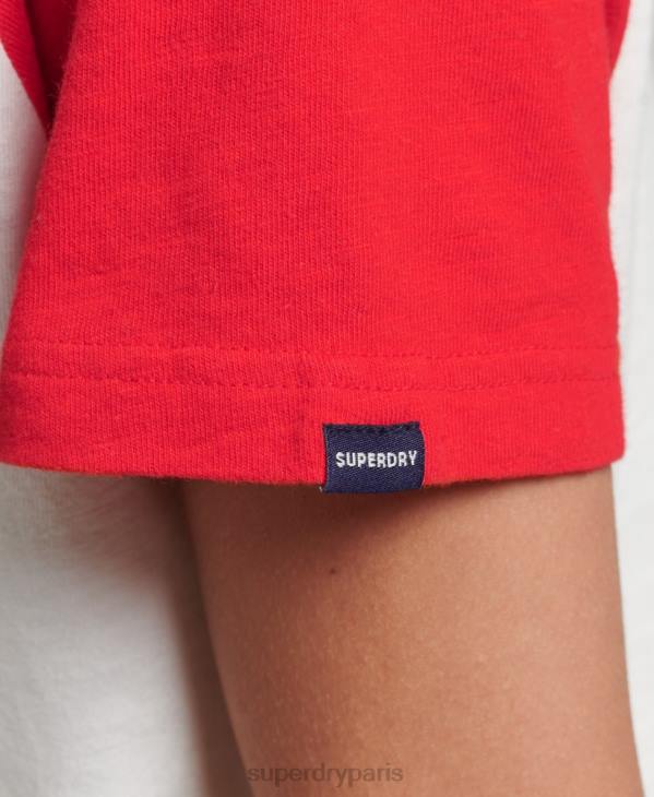 Superdry femmes t-shirt à logo vintage D64Z2837 vêtements blanc