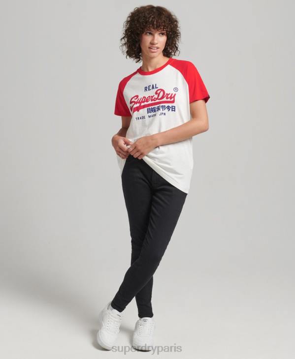 Superdry femmes t-shirt à logo vintage D64Z2837 vêtements blanc
