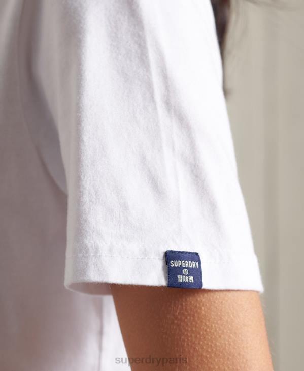 Superdry femmes t-shirt à logo vintage D64Z2852 vêtements blanc
