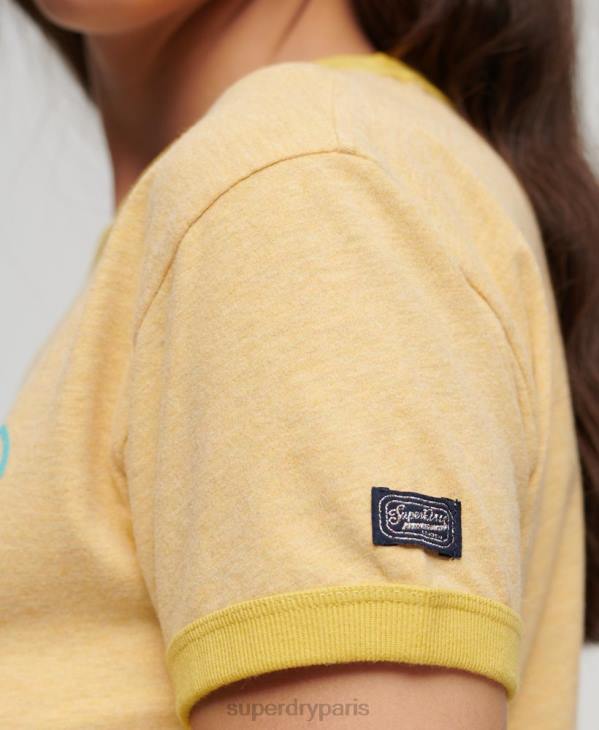 Superdry femmes t-shirt à logo vintage fluo D64Z2643 vêtements jaune