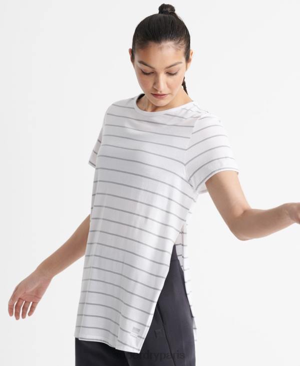 Superdry femmes t-shirt long flex D64Z2858 vêtements gris