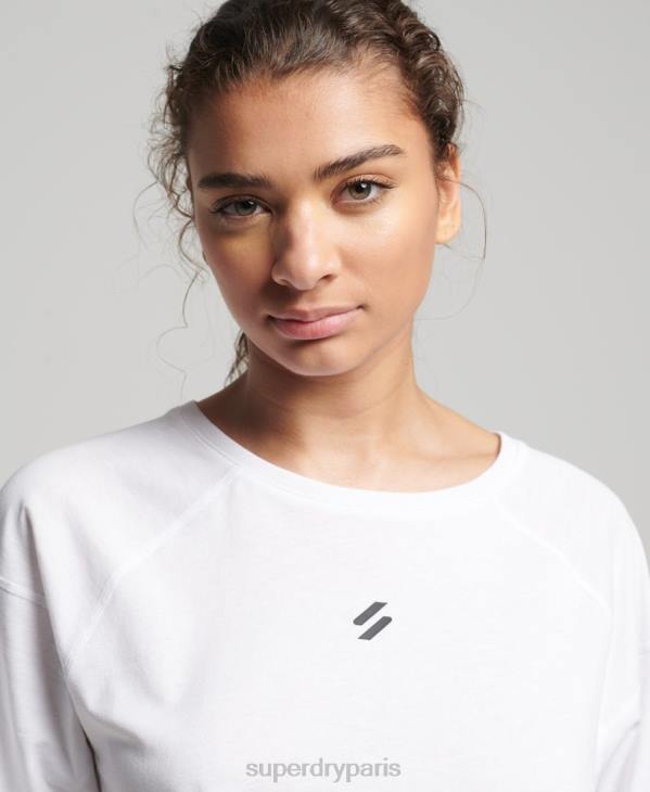 Superdry femmes t-shirt à manches courtes D64Z6317 vêtements blanc