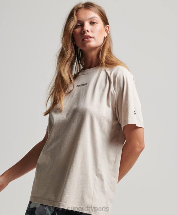 Superdry femmes t-shirt à manches courtes en coton biologique D64Z6312 vêtements beige