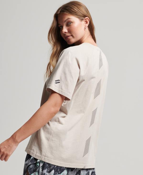 Superdry femmes t-shirt à manches courtes en coton biologique D64Z6312 vêtements beige