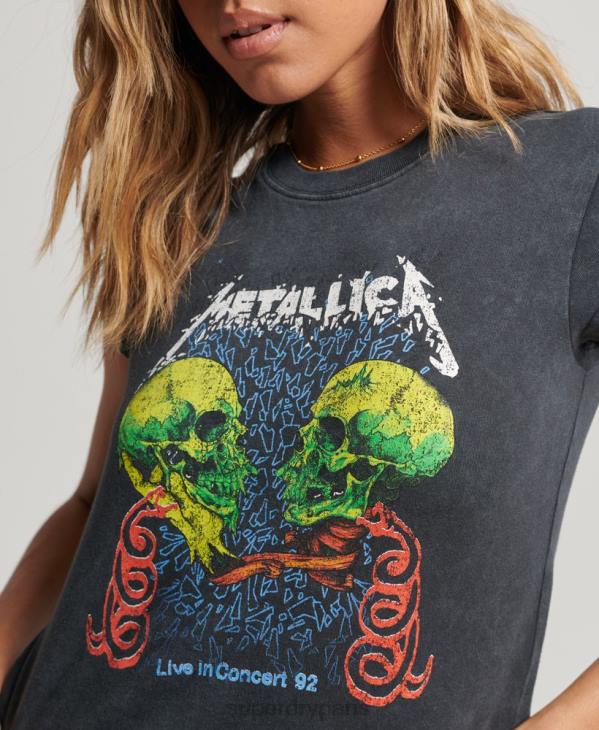 Superdry femmes t-shirt à manches courtes metallica D64Z2611 vêtements noir