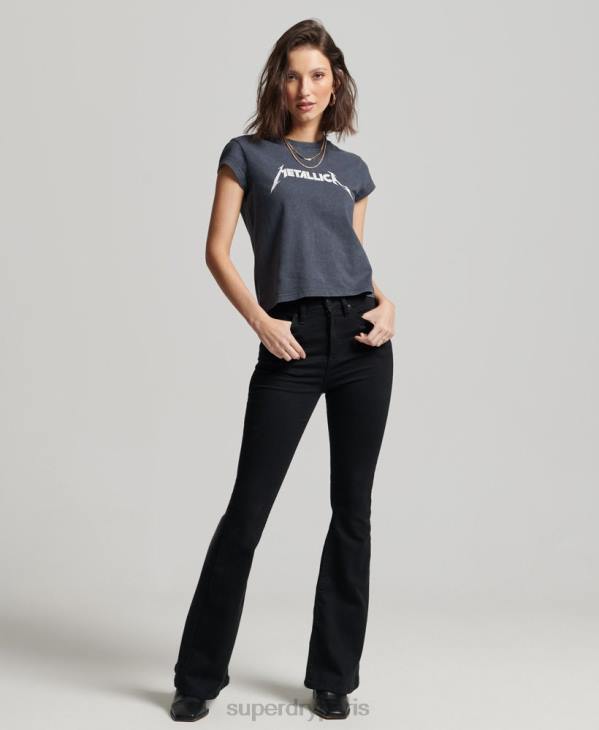Superdry femmes t-shirt à manches courtes metallica D64Z2613 vêtements noir