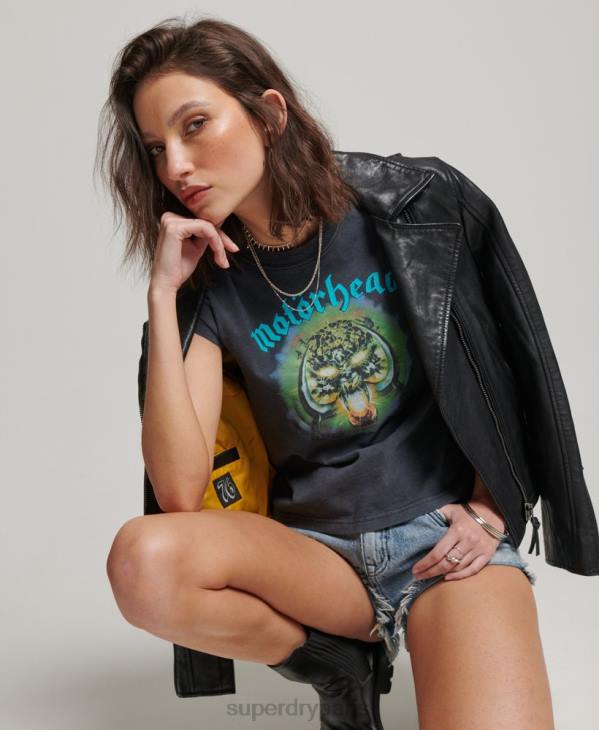 Superdry femmes t-shirt à manches courtes motorhead D64Z2642 vêtements noir