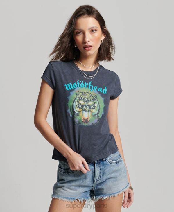 Superdry femmes t-shirt à manches courtes motorhead D64Z2642 vêtements noir