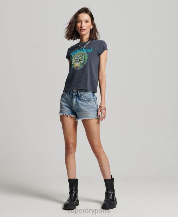 Superdry femmes t-shirt à manches courtes motorhead D64Z2642 vêtements noir