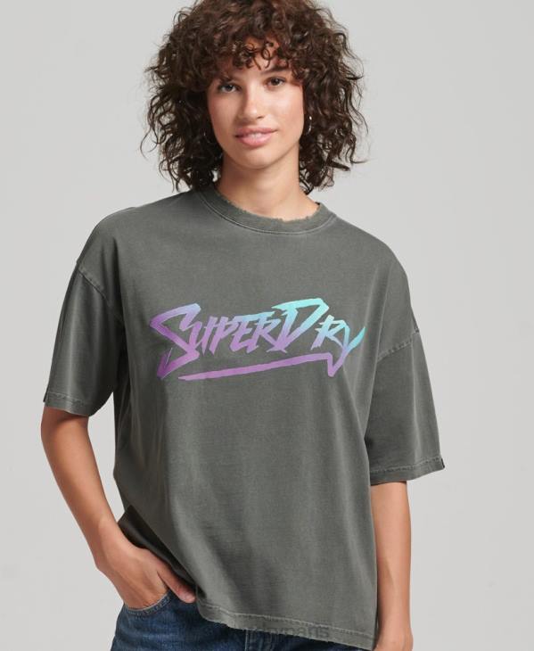 Superdry femmes t-shirt marque indé D64Z2790 vêtements vert