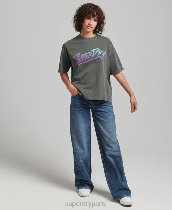 Superdry femmes t-shirt marque indé D64Z2790 vêtements vert