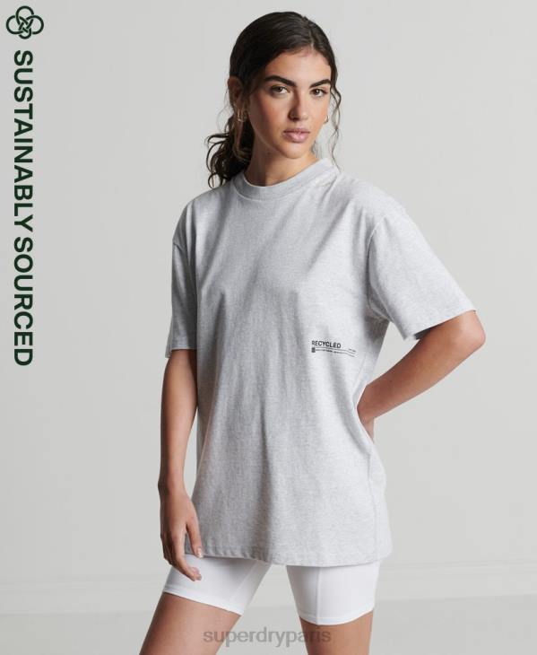 Superdry femmes t-shirt mi-long recyclé D64Z2780 vêtements gris clair