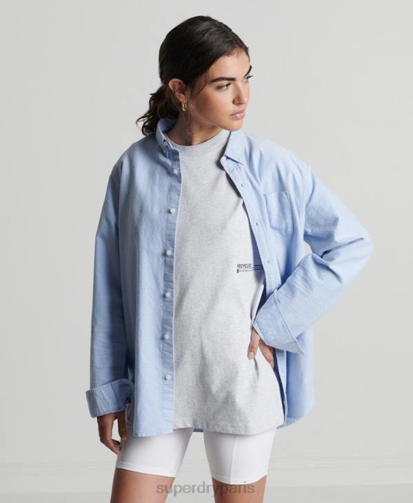 Superdry femmes t-shirt mi-long recyclé D64Z2780 vêtements gris clair