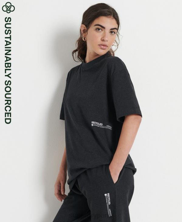 Superdry femmes t-shirt mi-long recyclé D64Z2849 vêtements noir