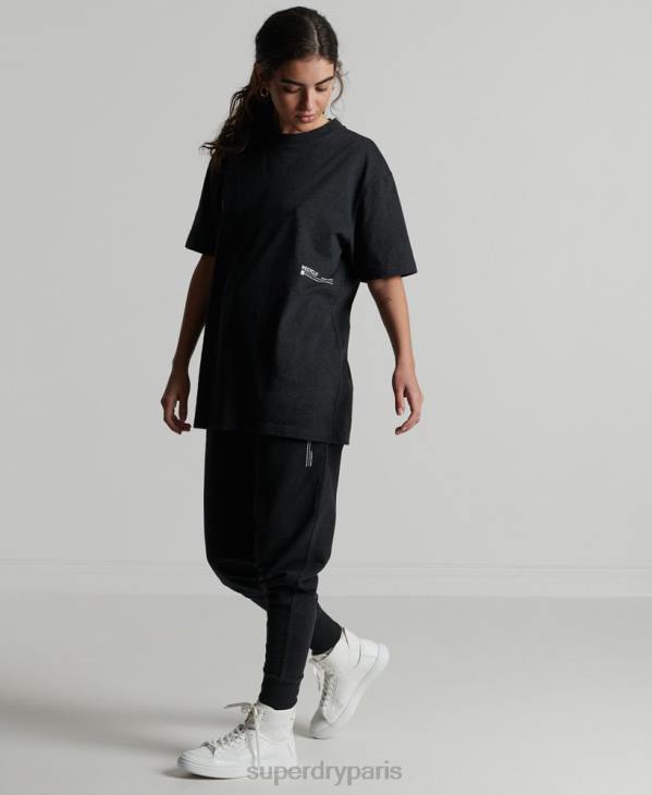 Superdry femmes t-shirt mi-long recyclé D64Z2849 vêtements noir