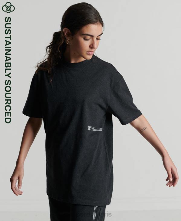 Superdry femmes t-shirt mi-long recyclé D64Z2849 vêtements noir