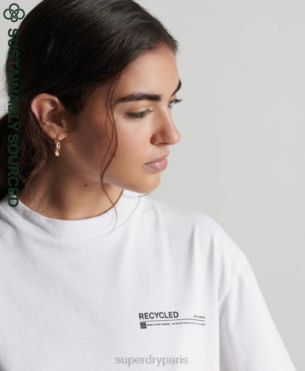 Superdry femmes t-shirt micro top recyclé D64Z6255 vêtements blanc