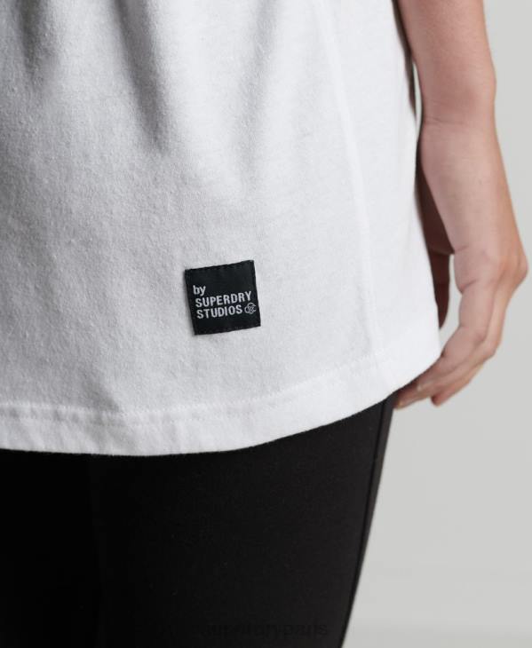 Superdry femmes t-shirt micro top recyclé D64Z6255 vêtements blanc