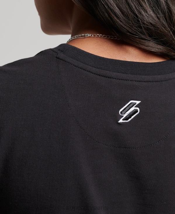 Superdry femmes t-shirt minuscule brodé graphique code D64Z2231 vêtements noir