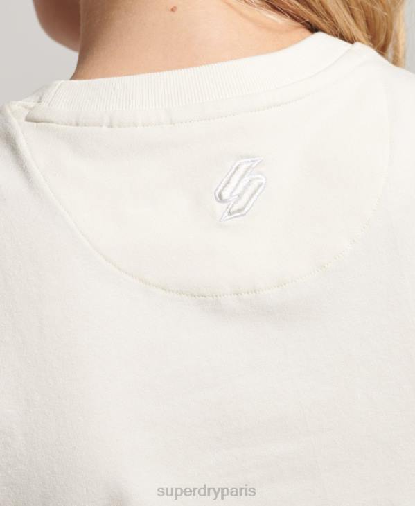 Superdry femmes t-shirt minuscule brodé graphique code D64Z2232 vêtements crème