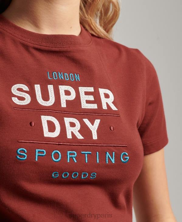 Superdry femmes t-shirt minuscule brodé graphique code D64Z2233 vêtements rouge