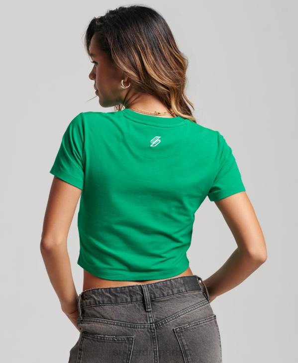 Superdry femmes t-shirt minuscule brodé graphique code D64Z2264 vêtements vert