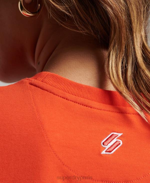 Superdry femmes t-shirt minuscule brodé graphique code D64Z2318 vêtements orange