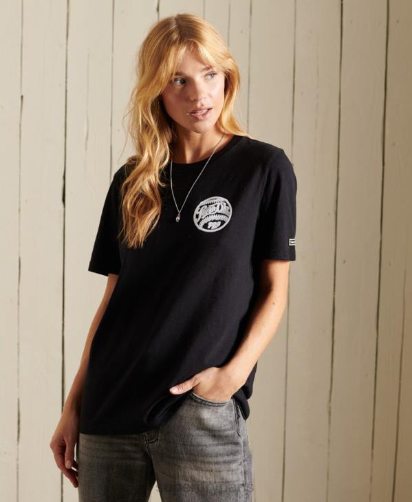 Superdry femmes t-shirt noir D64Z6274 vêtements noir