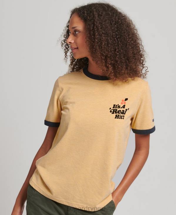 Superdry femmes t-shirt nostalgie cooper D64Z2813 vêtements jaune