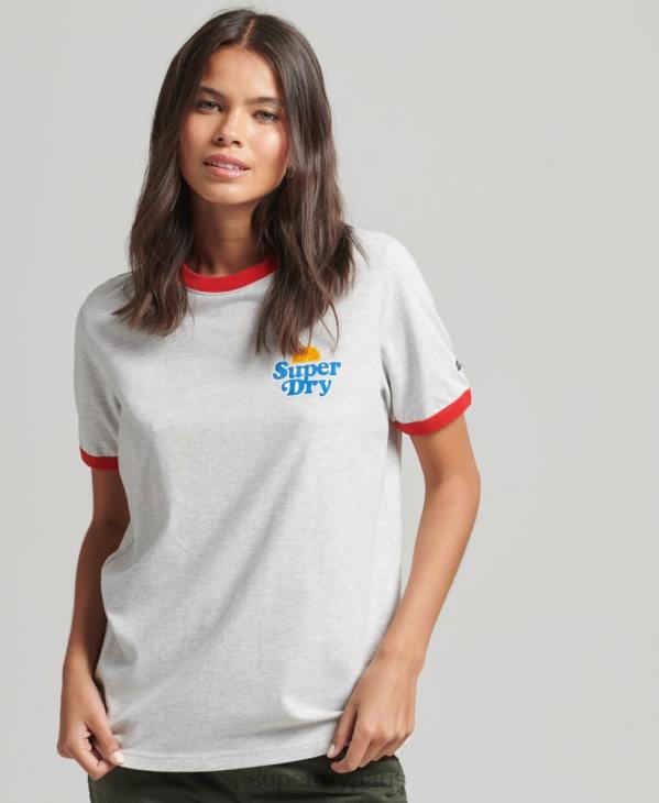 Superdry femmes t-shirt nostalgie cooper D64Z6209 vêtements gris