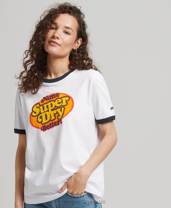 Superdry femmes t-shirt nostalgie cooper D64Z6309 vêtements blanc