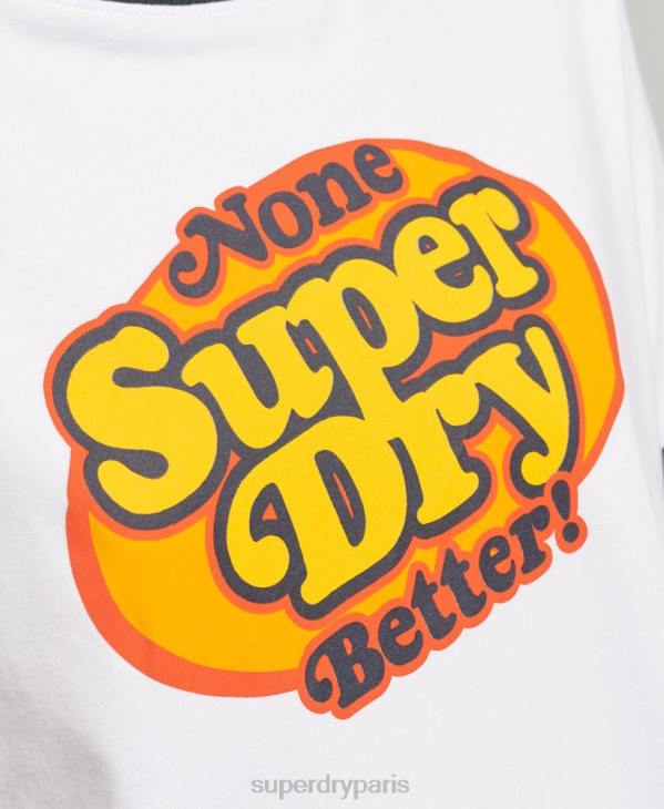 Superdry femmes t-shirt nostalgie cooper D64Z6309 vêtements blanc