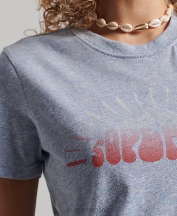 Superdry femmes t-shirt nostalgie vintage D64Z2217 vêtements bleu clair