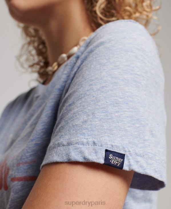 Superdry femmes t-shirt nostalgie vintage D64Z2217 vêtements bleu clair