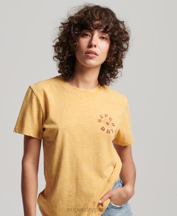 Superdry femmes t-shirt nostalgie vintage D64Z2666 vêtements jaune