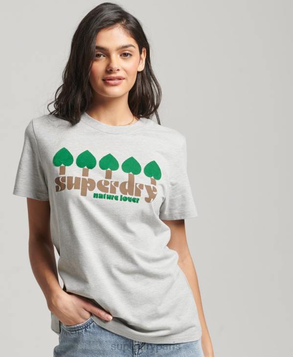Superdry femmes t-shirt nostalgie vintage D64Z2712 vêtements gris