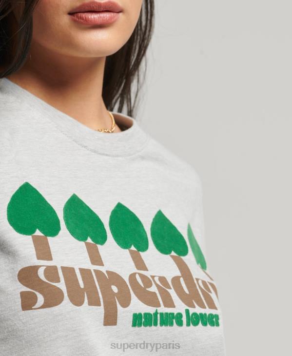 Superdry femmes t-shirt nostalgie vintage D64Z2712 vêtements gris